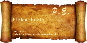 Pikker Ervin névjegykártya